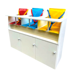 Mesa de Alimentação Baby 3 lugares com gabinete